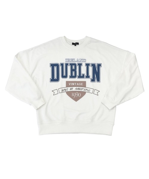 Beno（ビーノ）の「ライト裏毛 カレッジ ロゴ ルーズシルエット トレーナー 【DUBLIN】（スウェット・メンズ・オフホワイト/スモークピンク/ブルー・M/L）」の11枚目の写真