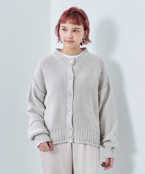 cepo（セポ）の「アウトリンキングショートカーデ（カーディガン/ボレロ・レディース・グレー/オフホワイト/サックスブルー・M）」の12枚目の写真