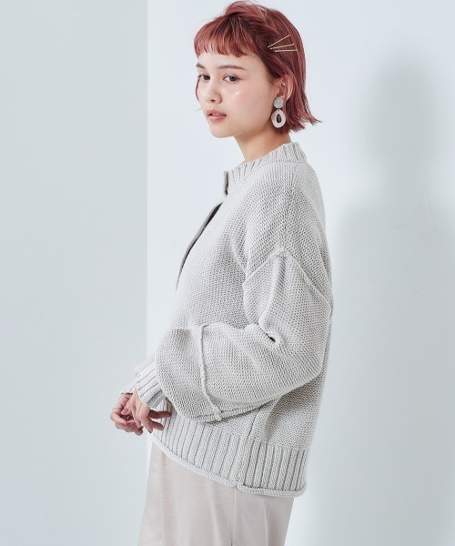 cepo（セポ）の「アウトリンキングショートカーデ（カーディガン/ボレロ・レディース・グレー/オフホワイト/サックスブルー・M）」の20枚目の写真