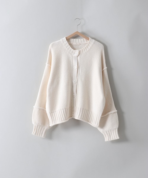 cepo（セポ）の「アウトリンキングショートカーデ（カーディガン/ボレロ・レディース・グレー/オフホワイト/サックスブルー・M）」の5枚目の写真