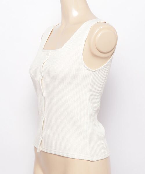WEGO（ウィゴー）の「WEGO/ワッフルフロントボタンタンクトップ（タンクトップ・レディース・ブラック/アイボリー/グリーン系その他/ライム/オレンジ・FREE）」の7枚目の写真