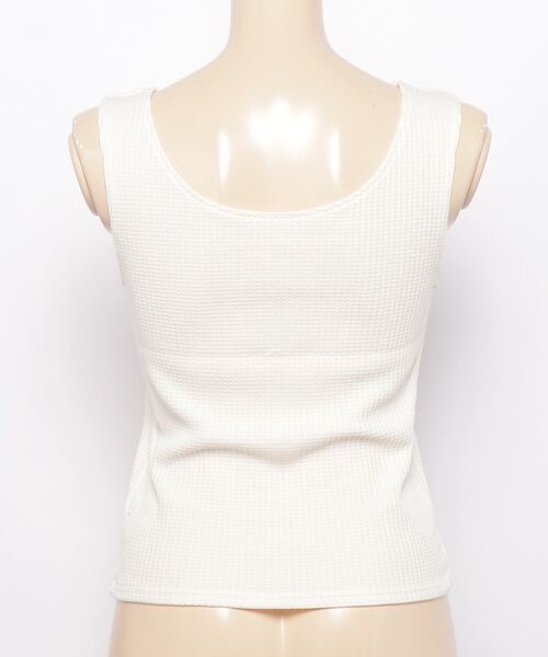 WEGO（ウィゴー）の「WEGO/ワッフルフロントボタンタンクトップ（タンクトップ・レディース・ブラック/アイボリー/グリーン系その他/ライム/オレンジ・FREE）」の6枚目の写真