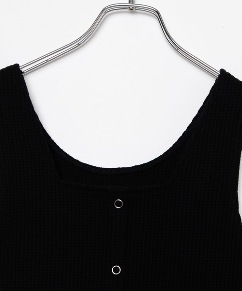 WEGO（ウィゴー）の「WEGO/ワッフルフロントボタンタンクトップ（タンクトップ・レディース・ブラック/アイボリー/グリーン系その他/ライム/オレンジ・FREE）」の8枚目の写真