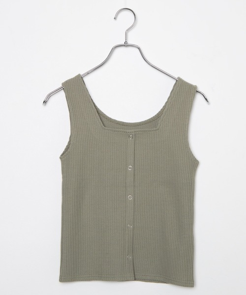 WEGO（ウィゴー）の「WEGO/ワッフルフロントボタンタンクトップ（タンクトップ・レディース・ブラック/アイボリー/グリーン系その他/ライム/オレンジ・FREE）」の22枚目の写真