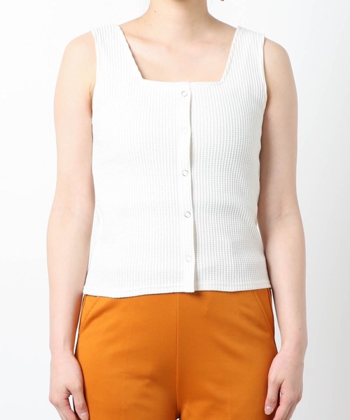 WEGO（ウィゴー）の「WEGO/ワッフルフロントボタンタンクトップ（タンクトップ・レディース・ブラック/アイボリー/グリーン系その他/ライム/オレンジ・FREE）」の19枚目の写真