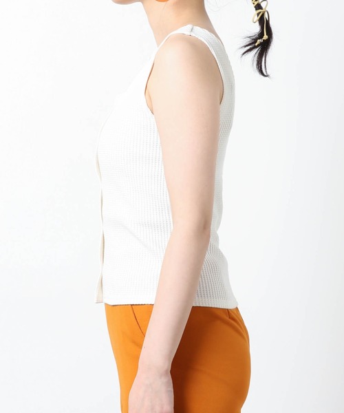 WEGO（ウィゴー）の「WEGO/ワッフルフロントボタンタンクトップ（タンクトップ・レディース・ブラック/アイボリー/グリーン系その他/ライム/オレンジ・FREE）」の20枚目の写真