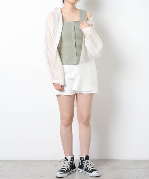 WEGO（ウィゴー）の「WEGO/ワッフルフロントボタンタンクトップ（タンクトップ・レディース・ブラック/アイボリー/グリーン系その他/ライム/オレンジ・FREE）」の15枚目の写真