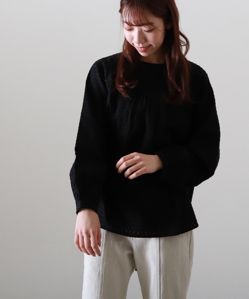 Cheek(チーク)の「コットンドビーバックリボンチュニック(シャツ/ブラウス・レディース・ホワイト/ブラック・FREE)」の2枚目の写真