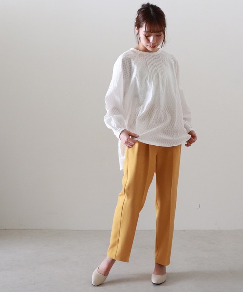 Cheek(チーク)の「コットンドビーバックリボンチュニック(シャツ/ブラウス・レディース・ホワイト/ブラック・FREE)」の6枚目の写真