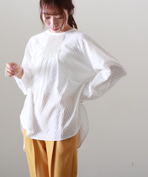 Cheek(チーク)の「コットンドビーバックリボンチュニック(シャツ/ブラウス・レディース・ホワイト/ブラック・FREE)」の13枚目の写真