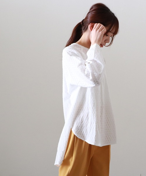 Cheek(チーク)の「コットンドビーバックリボンチュニック(シャツ/ブラウス・レディース・ホワイト/ブラック・FREE)」の7枚目の写真
