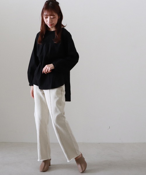 Cheek(チーク)の「コットンドビーバックリボンチュニック(シャツ/ブラウス・レディース・ホワイト/ブラック・FREE)」の9枚目の写真