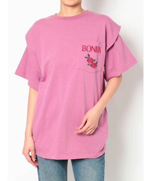 jouetie(ジュエティ)の「ボリュームショルダーTシャツ(Tシャツ/カットソー・レディース・ブラック/オフホワイト/ピンク・MEDIUM)」の22枚目の写真