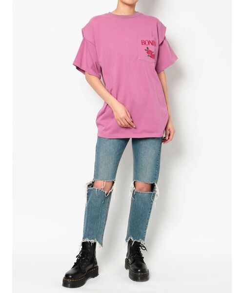 jouetie(ジュエティ)の「ボリュームショルダーTシャツ(Tシャツ/カットソー・レディース・ブラック/オフホワイト/ピンク・MEDIUM)」の21枚目の写真