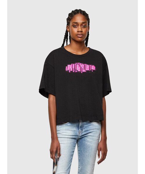 DIESEL（ディーゼル）の「レディース Tシャツ ボクシー ロゴ  クルーネック 半袖（Tシャツ/カットソー・レディース・ホワイト/ブラック/ブルー・SMALL/MEDIUM/X-SMALL/XX-SMALL）」の2枚目の写真