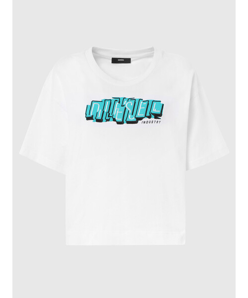 DIESEL（ディーゼル）の「レディース Tシャツ ボクシー ロゴ  クルーネック 半袖（Tシャツ/カットソー・レディース・ホワイト/ブラック/ブルー・SMALL/MEDIUM/X-SMALL/XX-SMALL）」の14枚目の写真