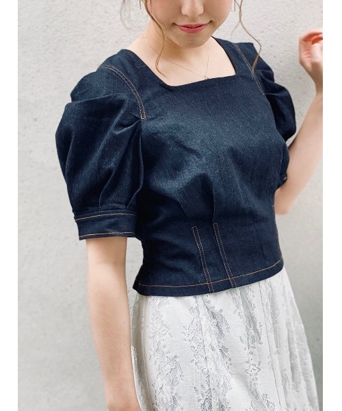 NOMAE（ノーマエ）の「【NOMAE】デニムショートブラウス（シャツ/ブラウス・レディース・ブラック系その他/ブルー系その他/ホワイト系その他・FREE）」の5枚目の写真