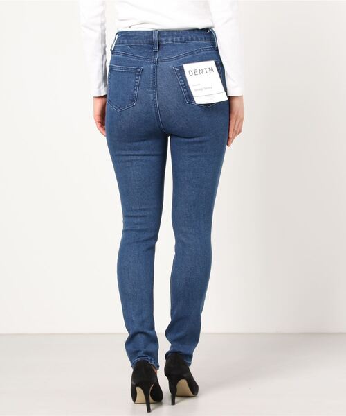 WEGO（ウィゴー）の「WEGO/クラッシュスキニーパンツ（デニムパンツ・レディース・ブラック/インディゴブルー・LARGE/MEDIUM/SMALL/X-SMALL）」の4枚目の写真