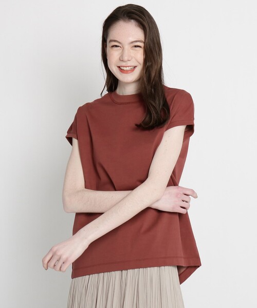 THE SHOP TK （ザ ショップ ティーケー ）の「◆【VERY6月号掲載】【洗濯100回試験クリア】ラウンドヘムモックネックカットソー（Tシャツ/カットソー・レディース・チャコールグレー/ベージュ/オフホワイト/オレンジ・12/14/13/11）」の8枚目の写真