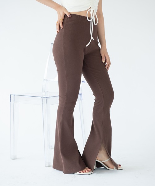 VRIA CHARME（バリアシャルム）の「リブフレアパンツ（その他パンツ・レディース・モカ/ブラック/ブラウン/ピンク・MEDIUM/SMALL）」の9枚目の写真
