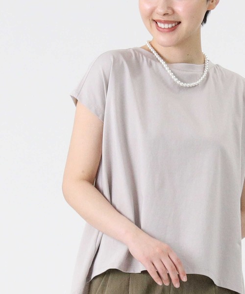 HONEYSUCKLE ROSE（ハニーサックルローズ）の「【HONEYSUCKLE ROSE】フレンチスリーブＴシャツ（Tシャツ/カットソー・レディース・イエロー/ライトグレー/ブラック/ブルー/フューシャピンク/オフホワイト・L/M）」の4枚目の写真