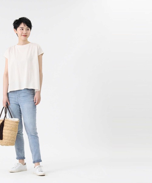 HONEYSUCKLE ROSE（ハニーサックルローズ）の「【HONEYSUCKLE ROSE】フレンチスリーブＴシャツ（Tシャツ/カットソー・レディース・イエロー/ライトグレー/ブラック/ブルー/フューシャピンク/オフホワイト・L/M）」の17枚目の写真