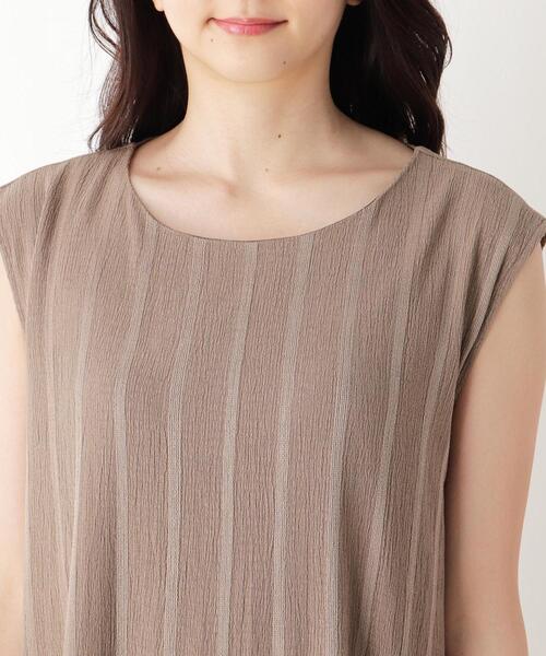 pink adobe（ピンクアドベ）の「◆【M-LL】楊柳ストライプノースリーブワンピース（ワンピース・レディース・ブラック/カーキ/オレンジ/ライトベージュ・40/38/42）」の9枚目の写真