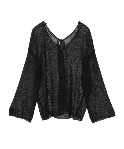 fifth calin（フィフスカラン）の「Vネックシアープルオーバー（Tシャツ/カットソー・レディース・ホワイト/ブラック・MEDIUM）」の3枚目の写真