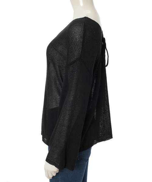 fifth calin（フィフスカラン）の「Vネックシアープルオーバー（Tシャツ/カットソー・レディース・ホワイト/ブラック・MEDIUM）」の5枚目の写真