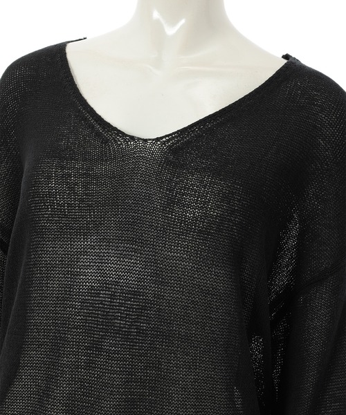 fifth calin（フィフスカラン）の「Vネックシアープルオーバー（Tシャツ/カットソー・レディース・ホワイト/ブラック・MEDIUM）」の7枚目の写真