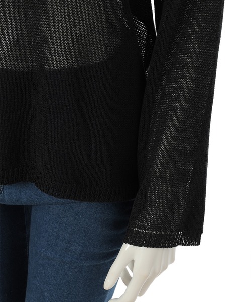 fifth calin（フィフスカラン）の「Vネックシアープルオーバー（Tシャツ/カットソー・レディース・ホワイト/ブラック・MEDIUM）」の8枚目の写真