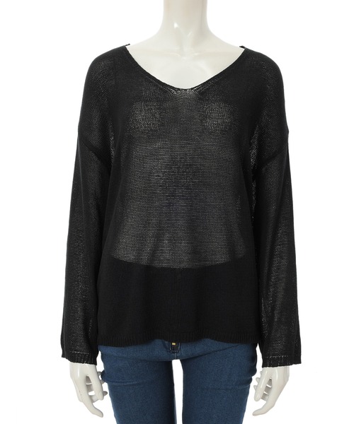 fifth calin（フィフスカラン）の「Vネックシアープルオーバー（Tシャツ/カットソー・レディース・ホワイト/ブラック・MEDIUM）」の12枚目の写真