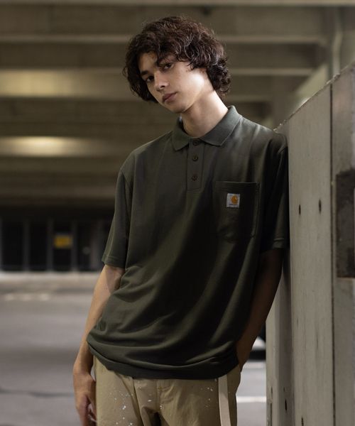 Carhartt（カーハート）の「【Carhartt / カーハート】 ロゴ ポケット ポロシャツ（ポロシャツ・メンズ・チャコールグレー/ブラック/ネイビー/グレー/カーキ・S/M/XL/L）」の4枚目の写真