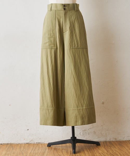 BEARDSLEY（ビアズリー）の「フレアバギーパンツ（その他パンツ・レディース・ホワイト/モスグリーン・FREE）」の7枚目の写真