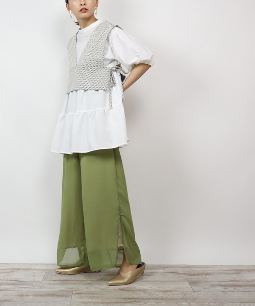 BKhome（ビーケーホーム）の「WEB限定 ビスチェ×ティアードブラウス（シャツ/ブラウス・レディース・オフホワイト/パープル・FREE）」の4枚目の写真