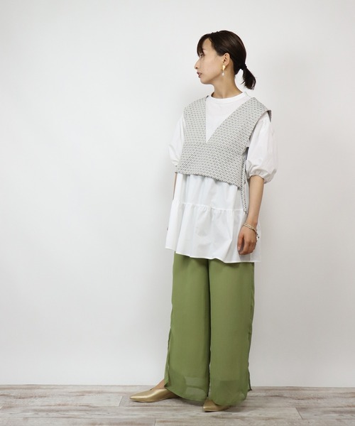 BKhome（ビーケーホーム）の「WEB限定 ビスチェ×ティアードブラウス（シャツ/ブラウス・レディース・オフホワイト/パープル・FREE）」の5枚目の写真