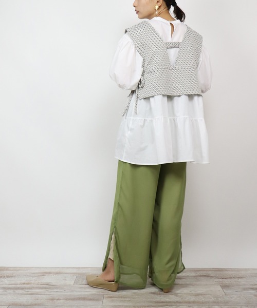 BKhome（ビーケーホーム）の「WEB限定 ビスチェ×ティアードブラウス（シャツ/ブラウス・レディース・オフホワイト/パープル・FREE）」の6枚目の写真