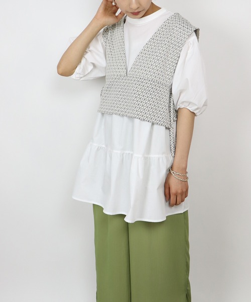 BKhome（ビーケーホーム）の「WEB限定 ビスチェ×ティアードブラウス（シャツ/ブラウス・レディース・オフホワイト/パープル・FREE）」の7枚目の写真