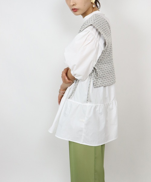 BKhome（ビーケーホーム）の「WEB限定 ビスチェ×ティアードブラウス（シャツ/ブラウス・レディース・オフホワイト/パープル・FREE）」の9枚目の写真