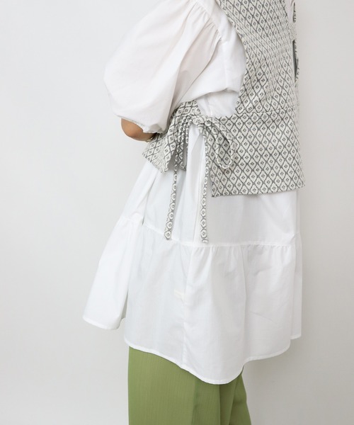 BKhome（ビーケーホーム）の「WEB限定 ビスチェ×ティアードブラウス（シャツ/ブラウス・レディース・オフホワイト/パープル・FREE）」の11枚目の写真