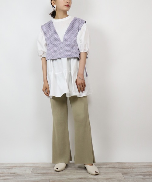 BKhome（ビーケーホーム）の「WEB限定 ビスチェ×ティアードブラウス（シャツ/ブラウス・レディース・オフホワイト/パープル・FREE）」の12枚目の写真