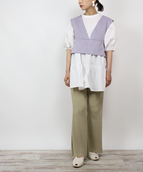 BKhome（ビーケーホーム）の「WEB限定 ビスチェ×ティアードブラウス（シャツ/ブラウス・レディース・オフホワイト/パープル・FREE）」の14枚目の写真