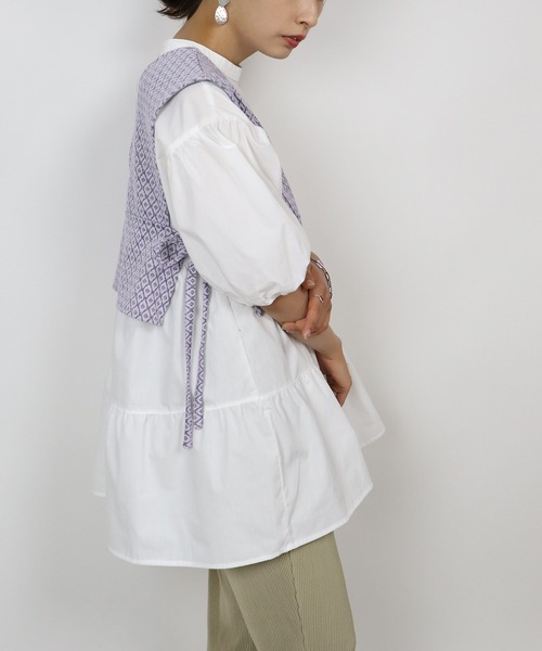 BKhome（ビーケーホーム）の「WEB限定 ビスチェ×ティアードブラウス（シャツ/ブラウス・レディース・オフホワイト/パープル・FREE）」の18枚目の写真