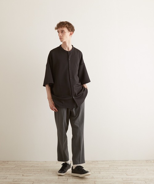 VIBGYOR(ヴィブジョー)の「【VIBGYOR BY AS】薄手ポンチ5分袖バンドカラーシャツ(BL)(シャツ/ブラウス・メンズ・ホワイト/ブラック/ブルーグレー/グレイッシュベージュ・MEDIUM/LARGE)」の13枚目の写真