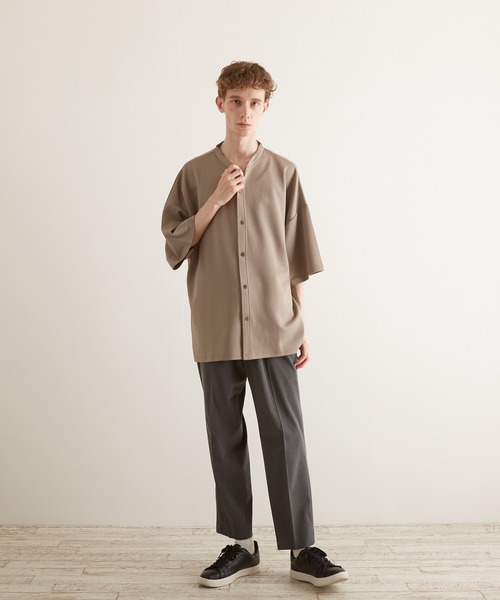 VIBGYOR(ヴィブジョー)の「【VIBGYOR BY AS】薄手ポンチ5分袖バンドカラーシャツ(BL)(シャツ/ブラウス・メンズ・ホワイト/ブラック/ブルーグレー/グレイッシュベージュ・MEDIUM/LARGE)」の17枚目の写真