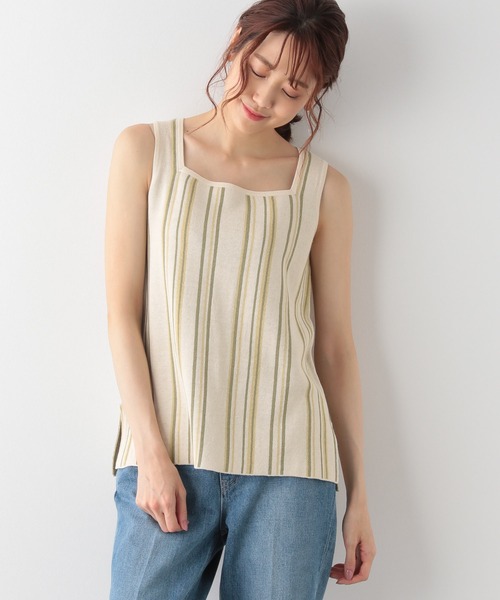 GLOBAL WORK（グローバルワーク）の「ストライプニットノースリーブ