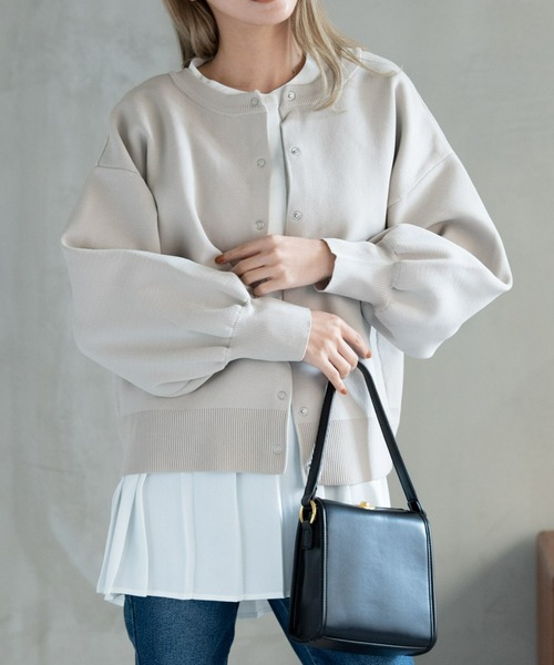 AIC.(エーアイシー)の「2wayダンボールニットカーディガン(カーディガン/ボレロ・レディース・ブラック/ベージュ/グリーン/ピンク/イエロー/レッド/ナチュラル/パープル/ライトグレー・FREE)」の4枚目の写真