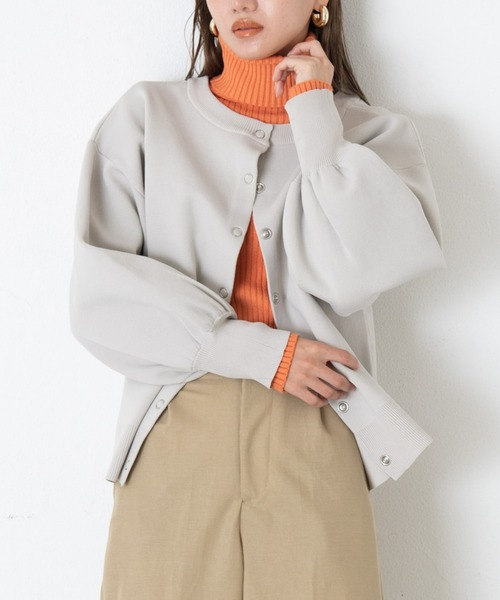 AIC.(エーアイシー)の「2wayダンボールニットカーディガン(カーディガン/ボレロ・レディース・ブラック/ベージュ/グリーン/ピンク/イエロー/レッド/ナチュラル/パープル/ライトグレー・FREE)」の3枚目の写真