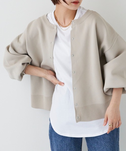 AIC.(エーアイシー)の「2wayダンボールニットカーディガン(カーディガン/ボレロ・レディース・ブラック/ベージュ/グリーン/ピンク/イエロー/レッド/ナチュラル/パープル/ライトグレー・FREE)」の12枚目の写真