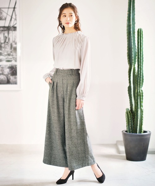 GeeRA（ジーラ）の「美脚ワイドパンツ＜フロントタック＞（その他パンツ・レディース・チェック/ブラック系その他/ライトグレー/チャコールグレー・SMALL/MEDIUM/X-LARGE/LARGE/XX-LARGE）」の16枚目の写真
